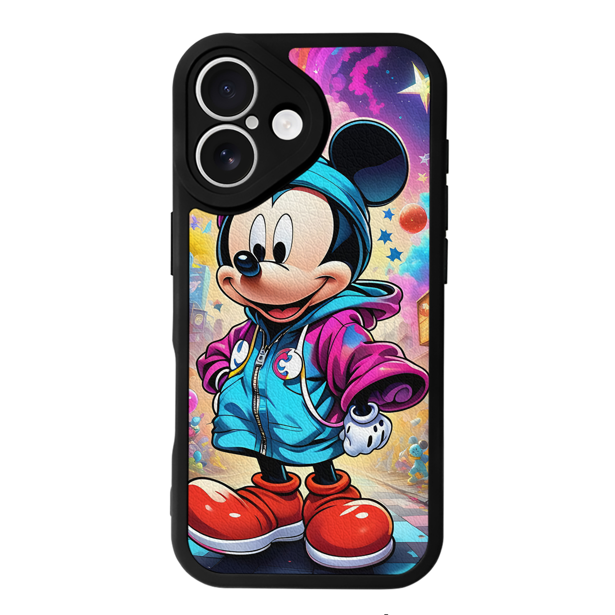 （画像用） ミッキーマウス Mickey Mouse 【iPhone 16シリーズ対応】シリコンスマホケース（レザー調） 材質：シリコン